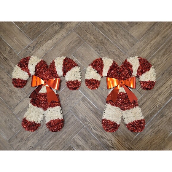 Vintage 21” Tinsel Candy Cane with Large Bow Decor - Picture 11 of 12